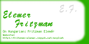 elemer fritzman business card
